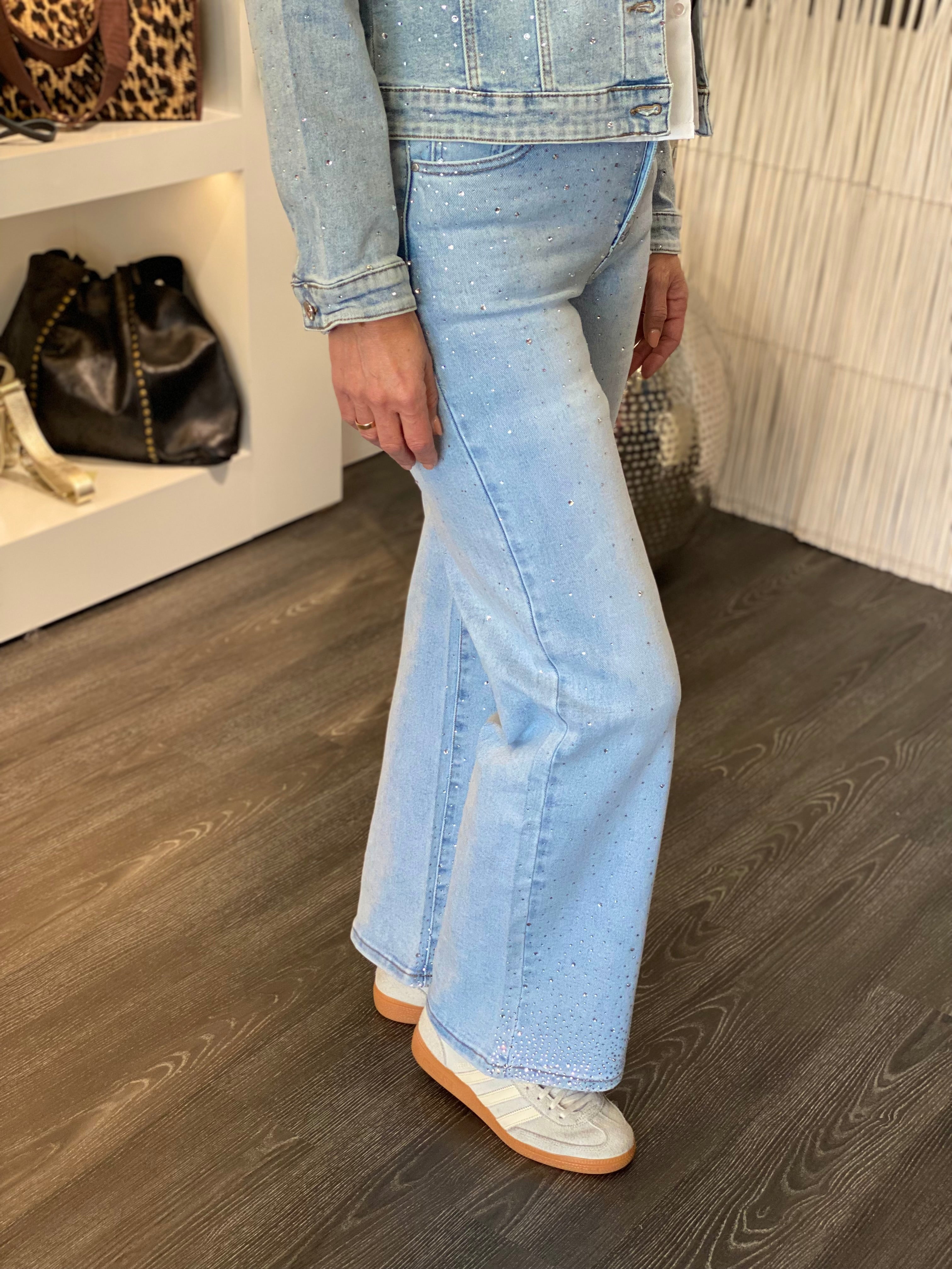 Hello Miss Glitter Jeans Broek H880-9 light blue