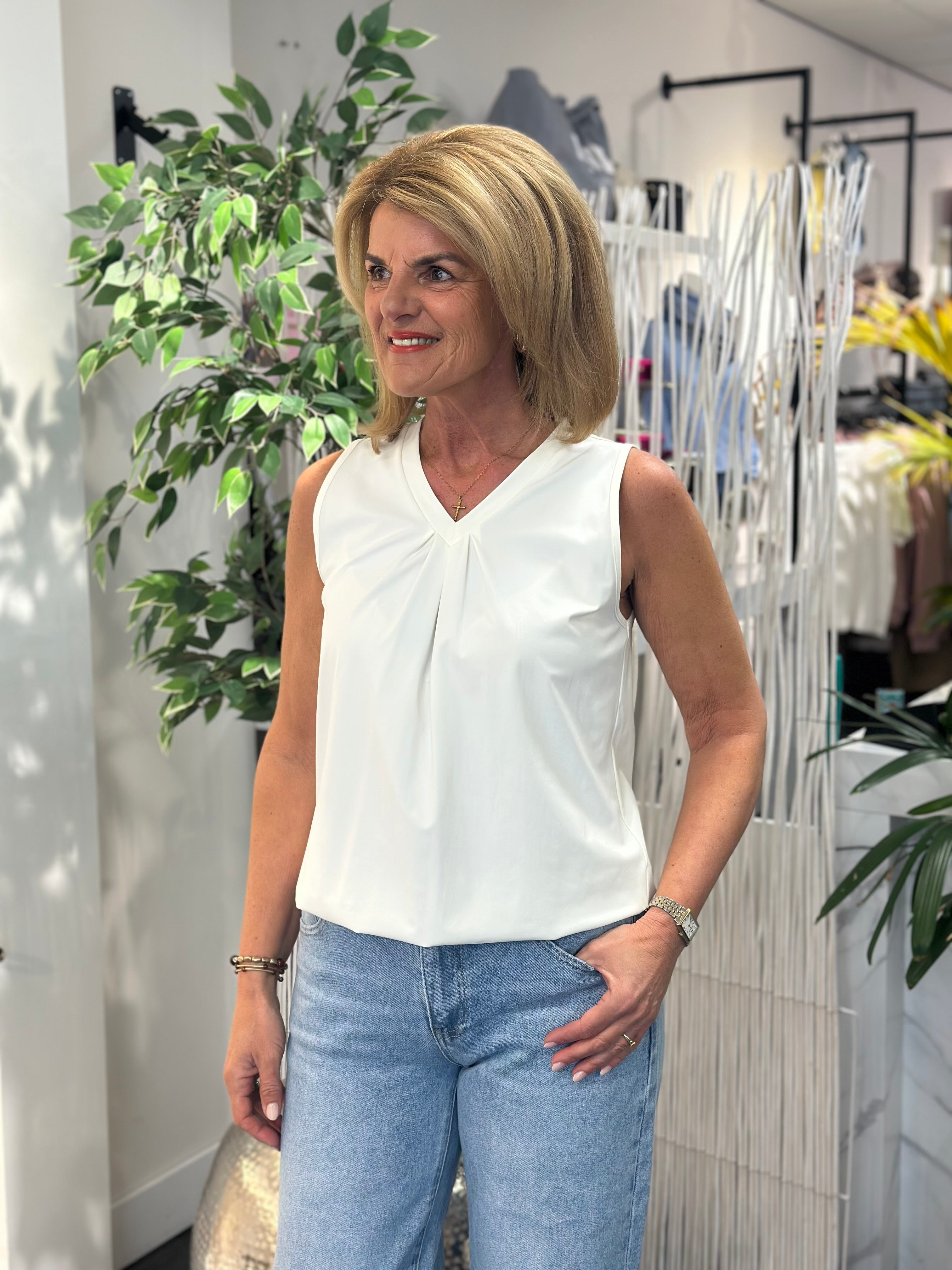 Mi Piace Travel Top Pleated 202814 off white