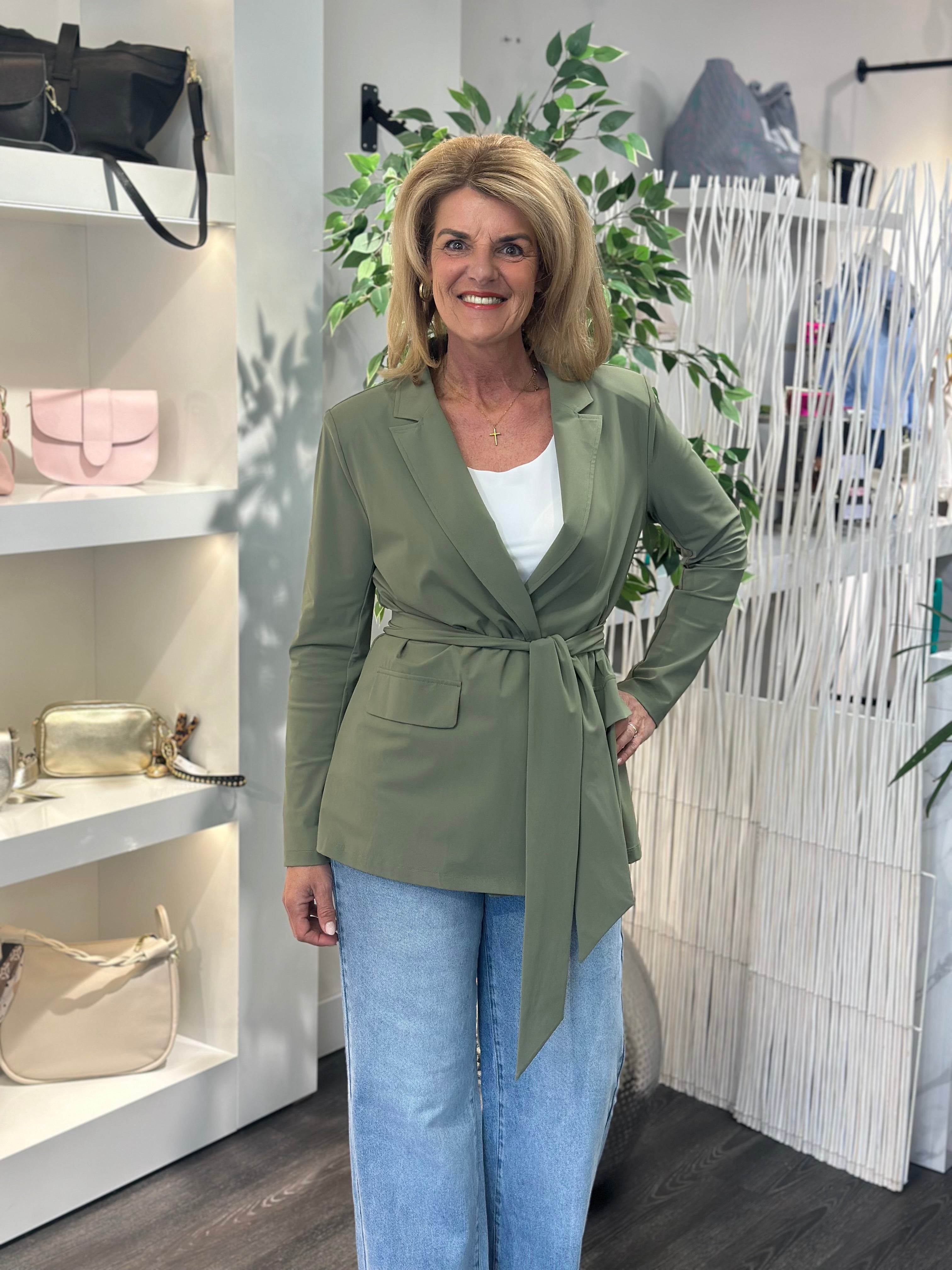 Mi Piace Travel Blazer Belted 202823 olive