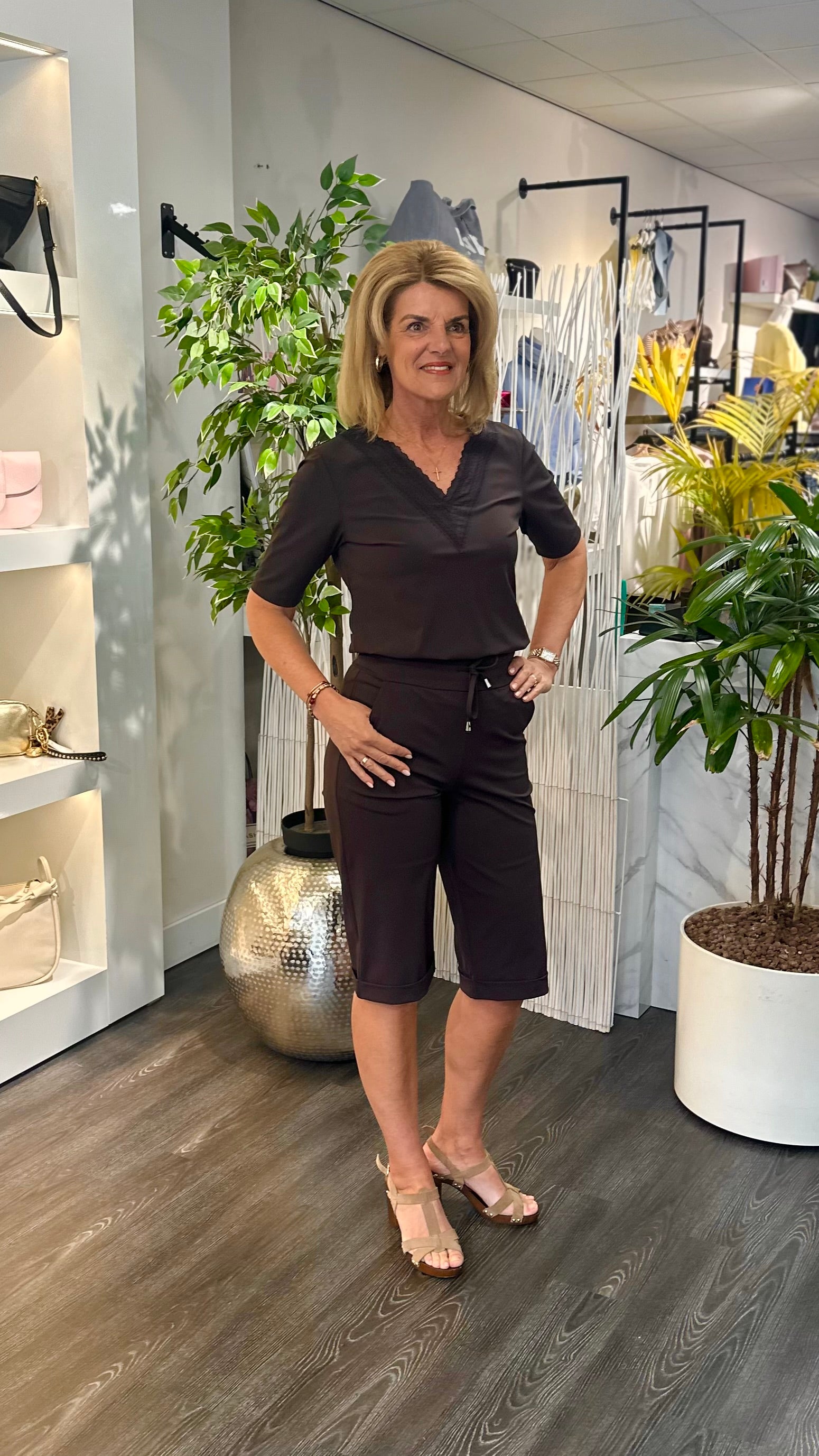 Mi Piace Travelstof Shirt Kant 202813 espresso