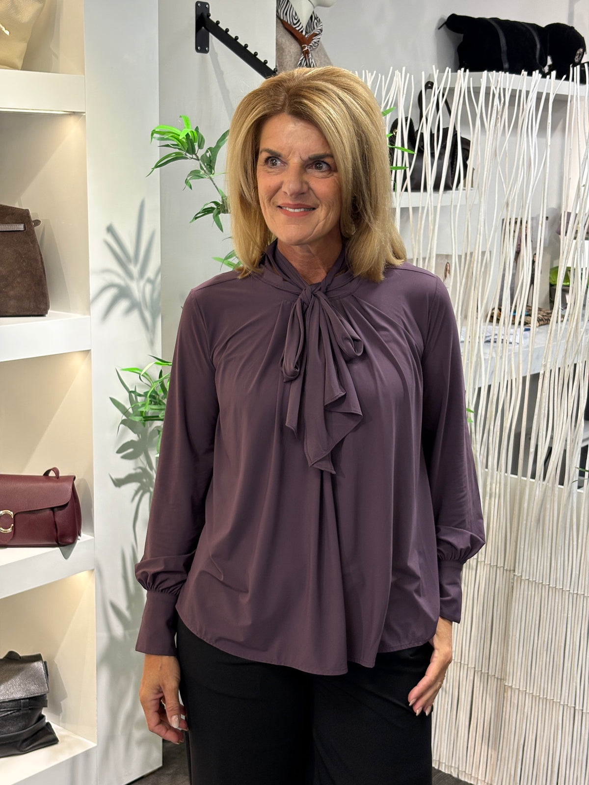 Mi Piace Blouse Bow Light 202774 Plum Perfect