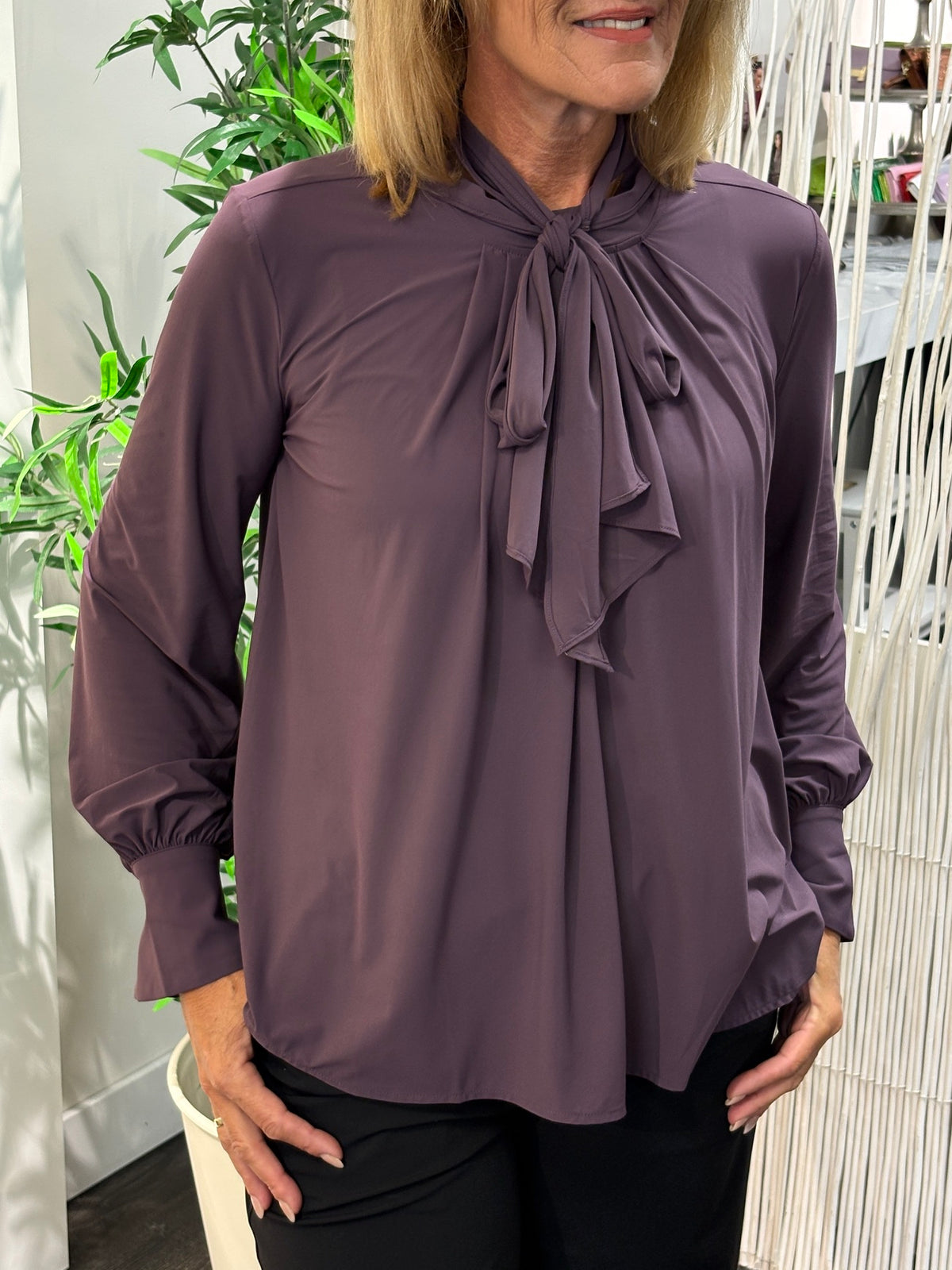 Mi Piace Blouse Bow Light 202774 Plum Perfect