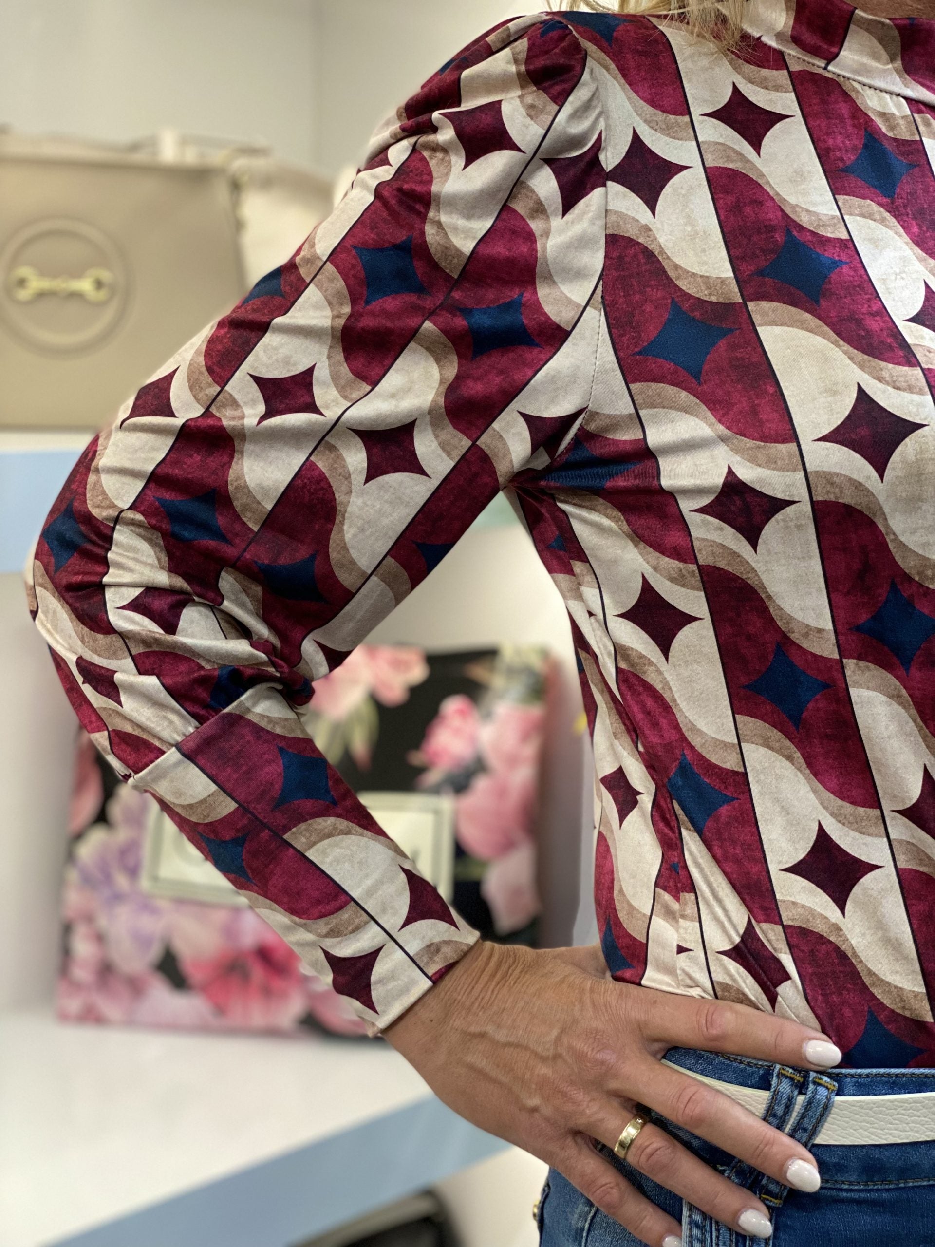 Chastar Top met Col bordeaux beige 0379