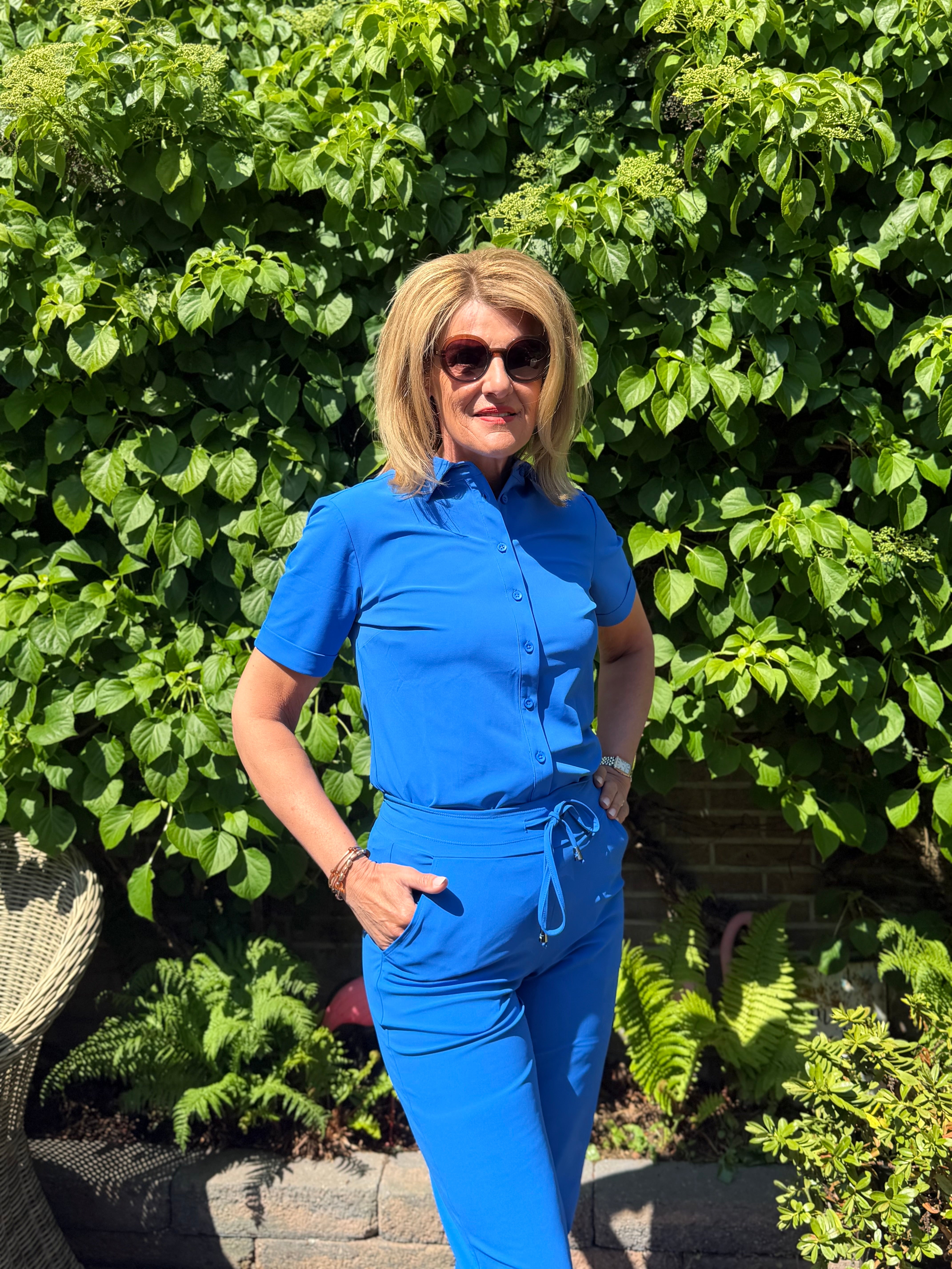 Mi Piace Travelstof Blouse Korte Mouw 202031 nautic blue