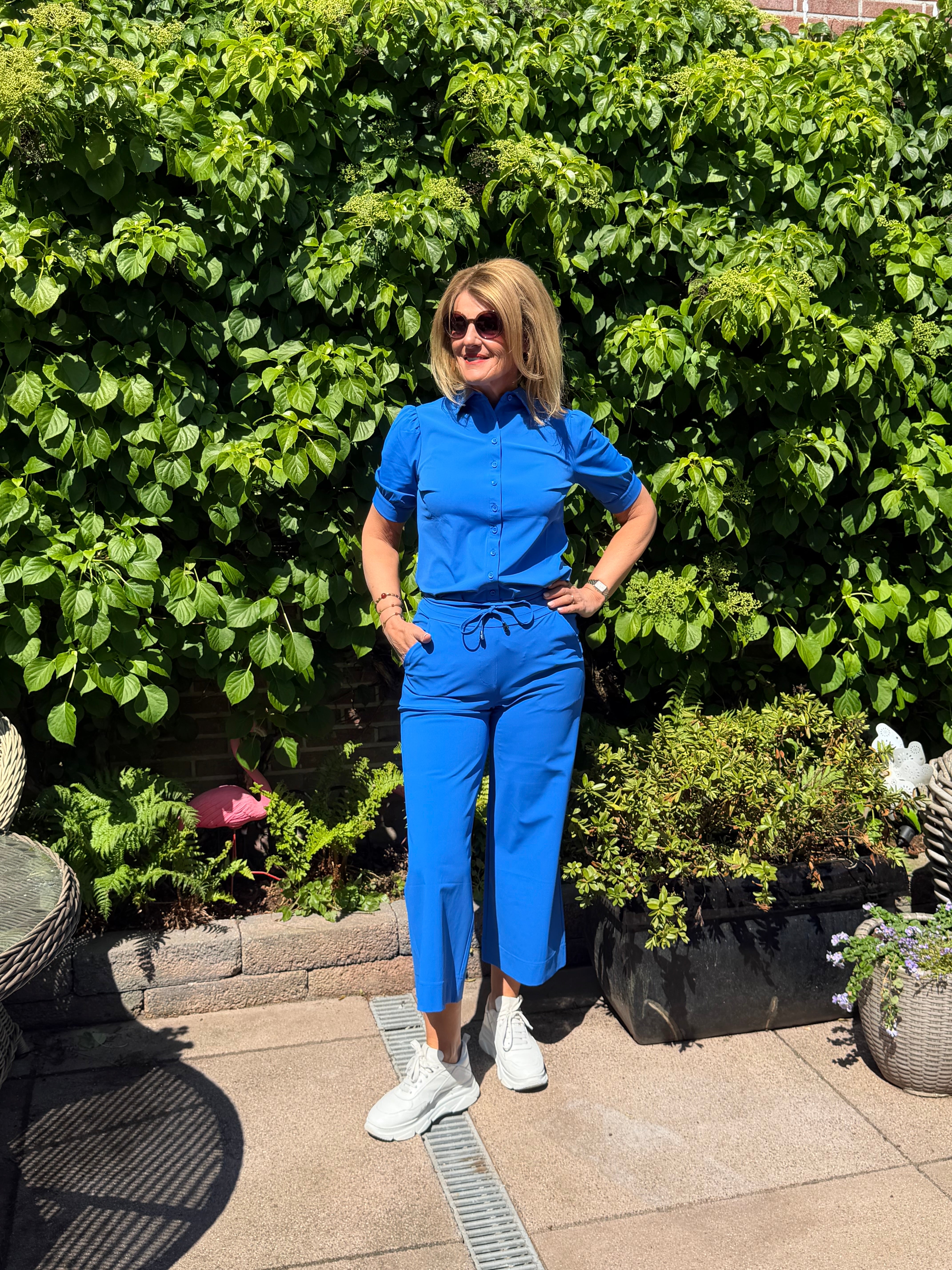 Mi Piace Travelstof Blouse Korte Mouw 202270 nautic blue