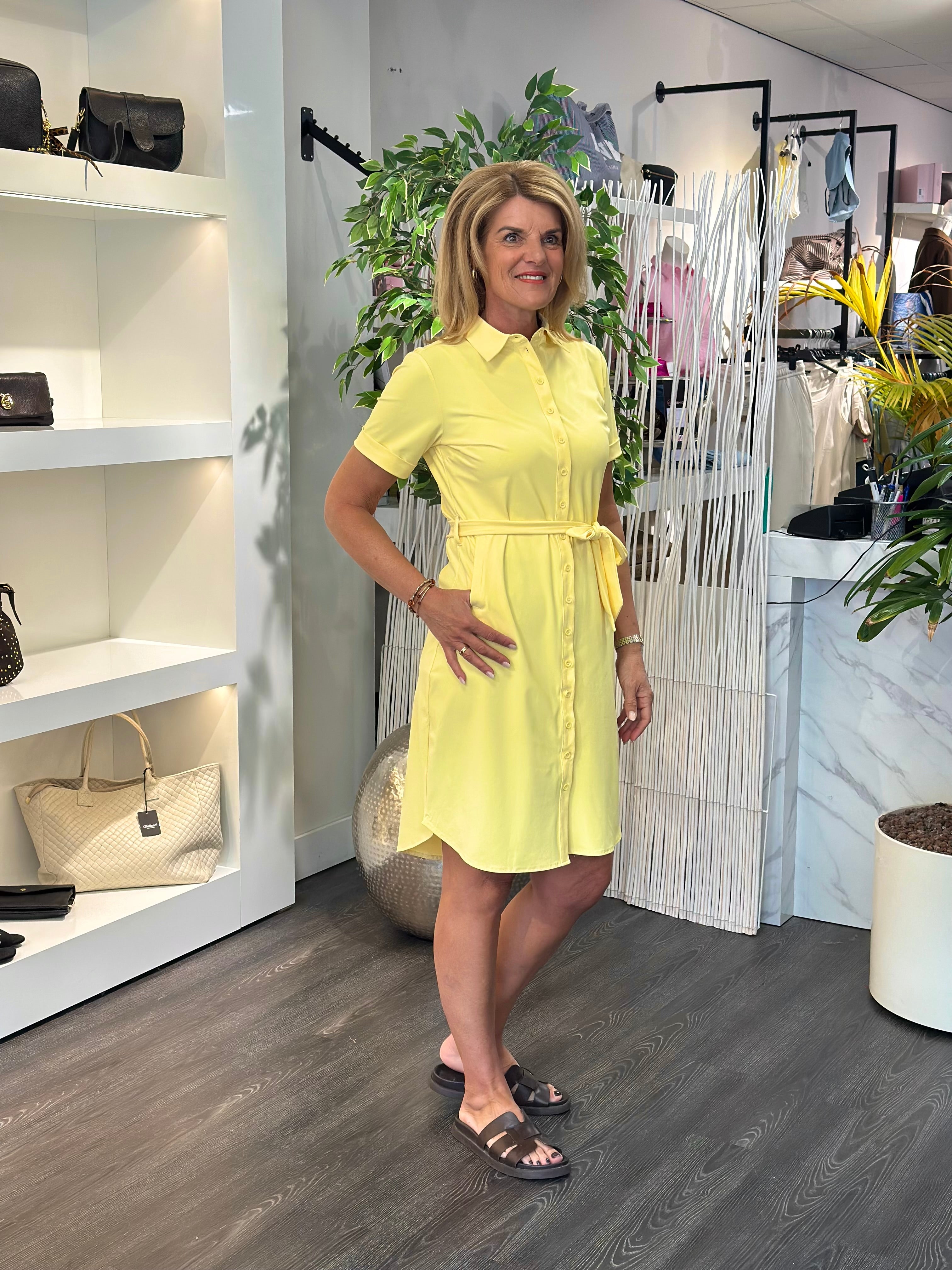 Mi Piace Travelstof Jurk 202079 lemon yellow