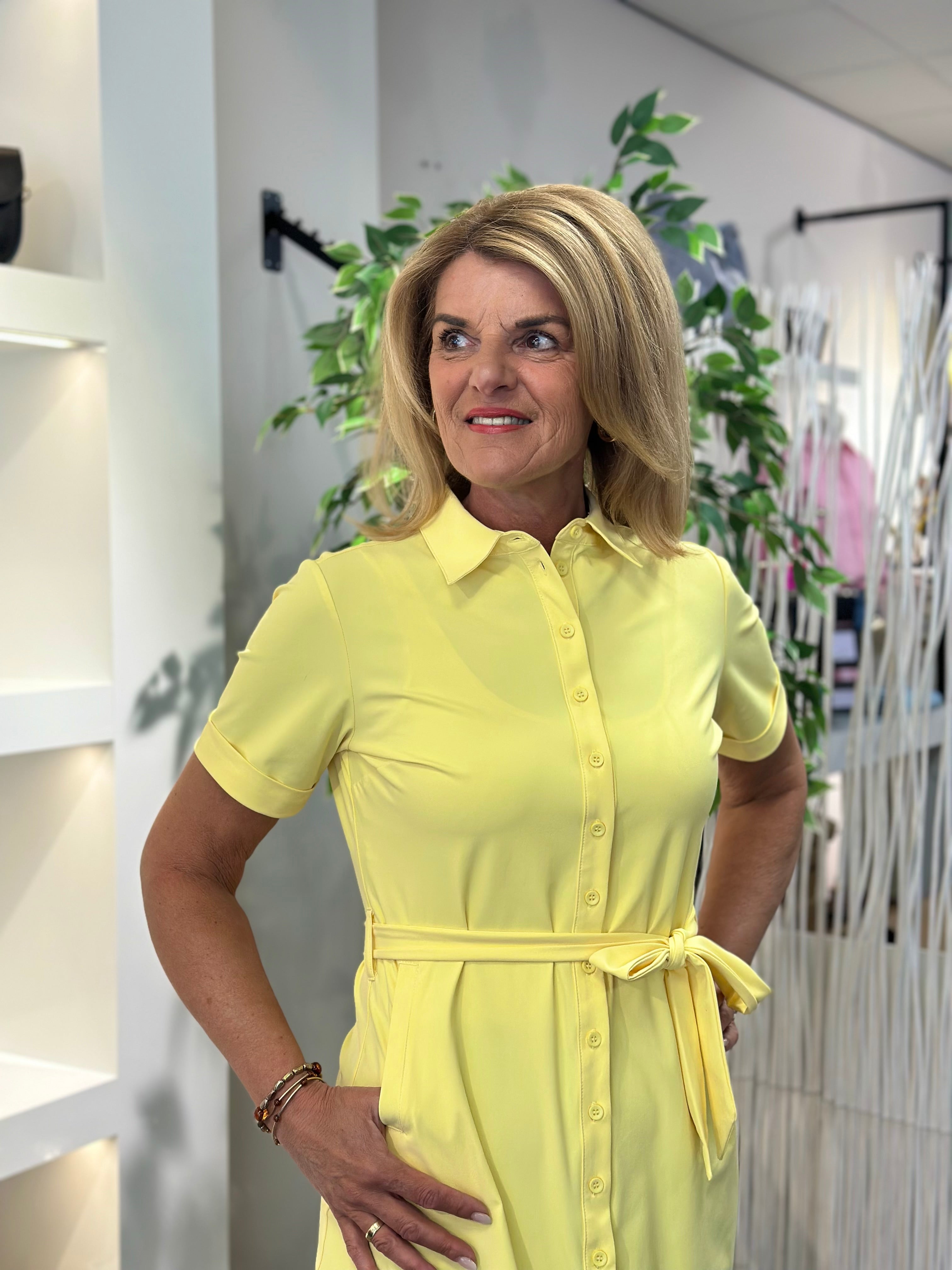 Mi Piace Travelstof Jurk 202079 lemon yellow