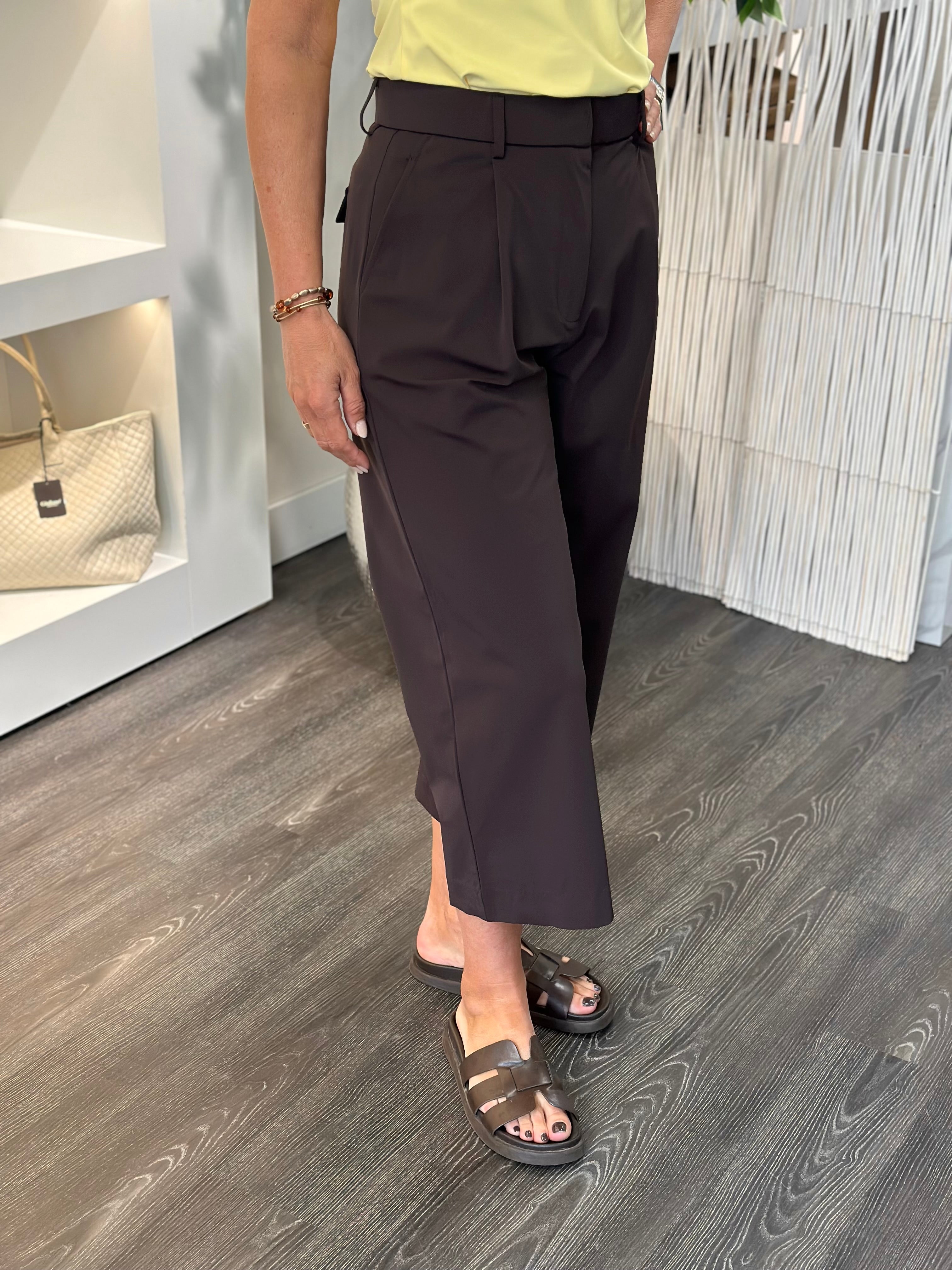 Mi Piace Travel Culotte Broek Pleated Waistband 202818 espresso