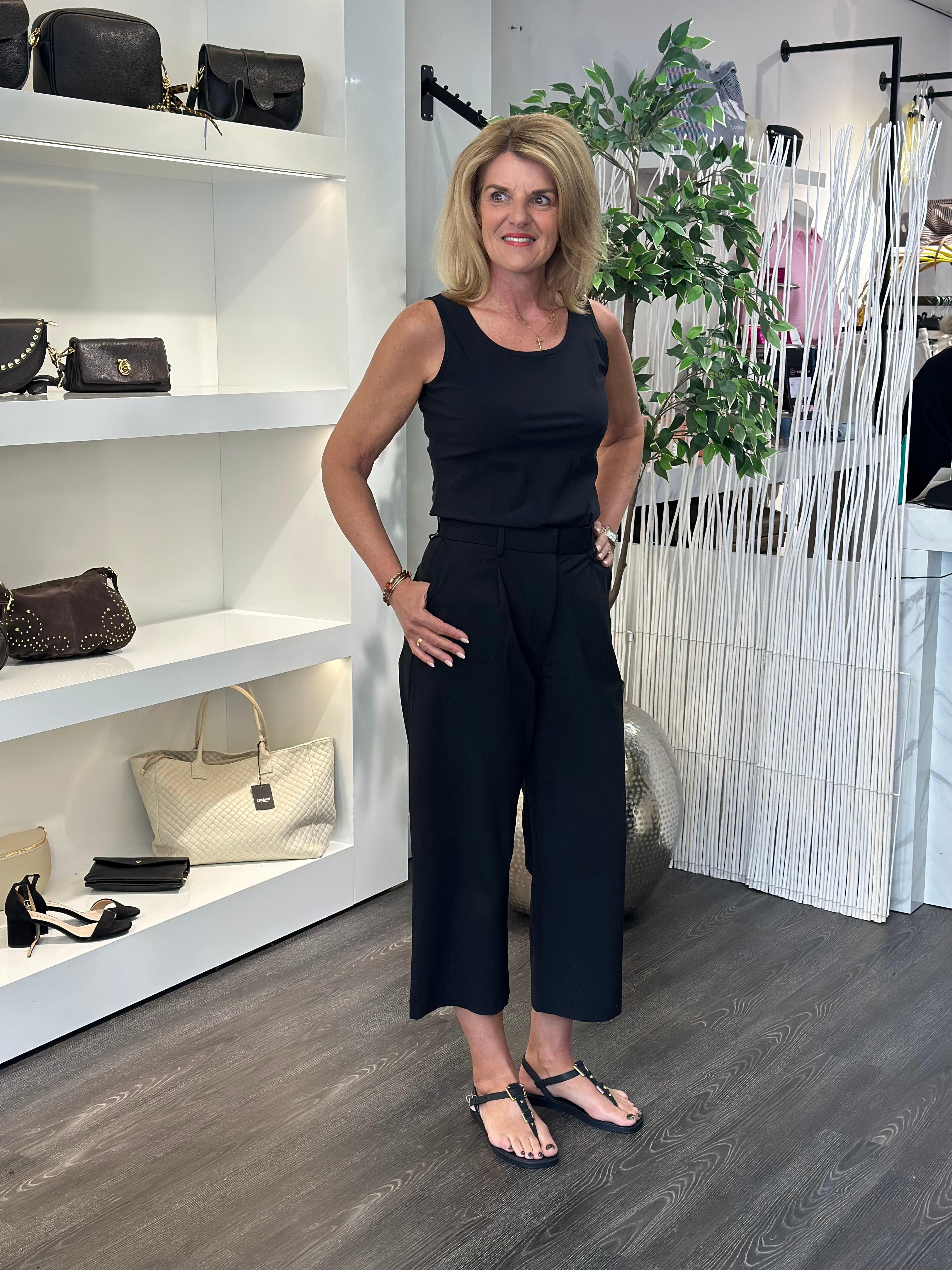 Mi Piace Travel Culotte Broek Pleated Waistband 202818 zwart