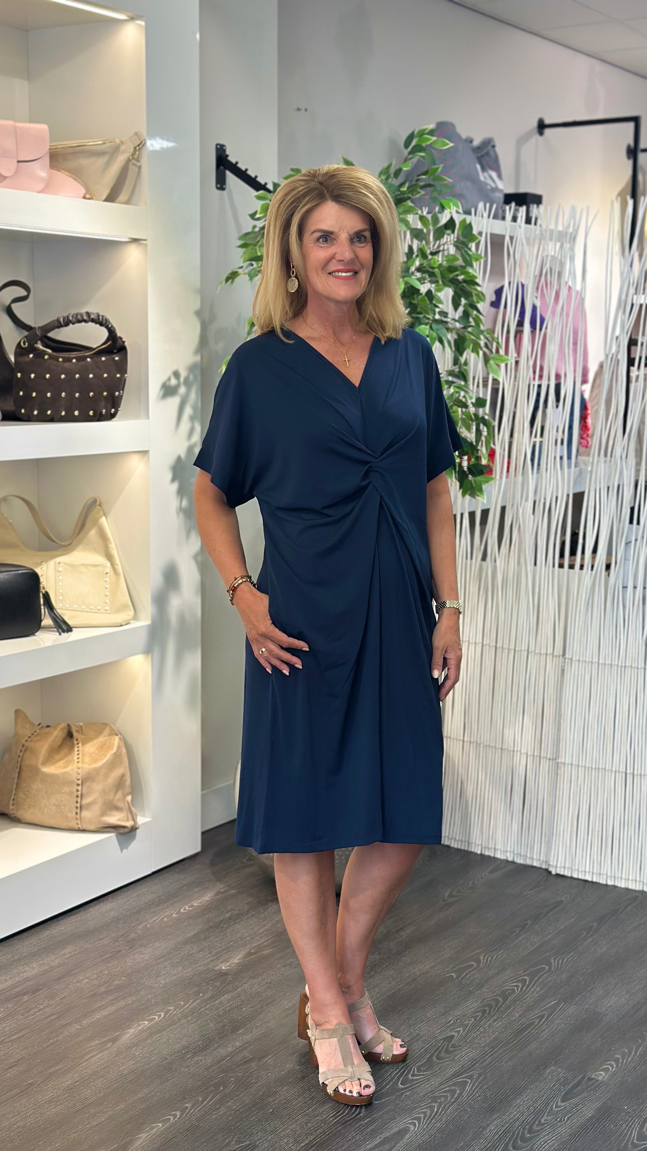 Freequent Floi Jurk Knot donkerblauw