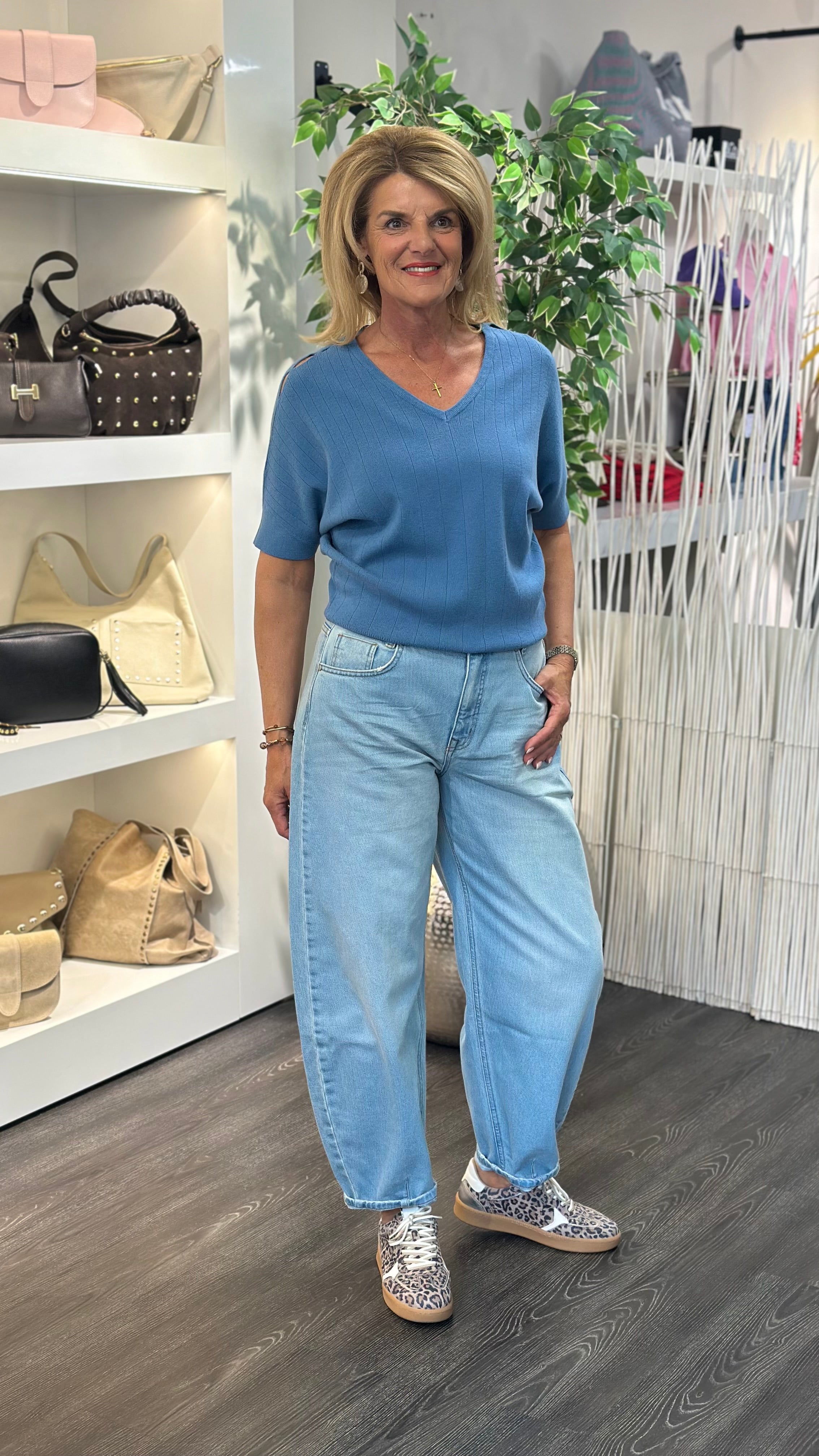 C&S Aboney Knit Pullover dusty blue