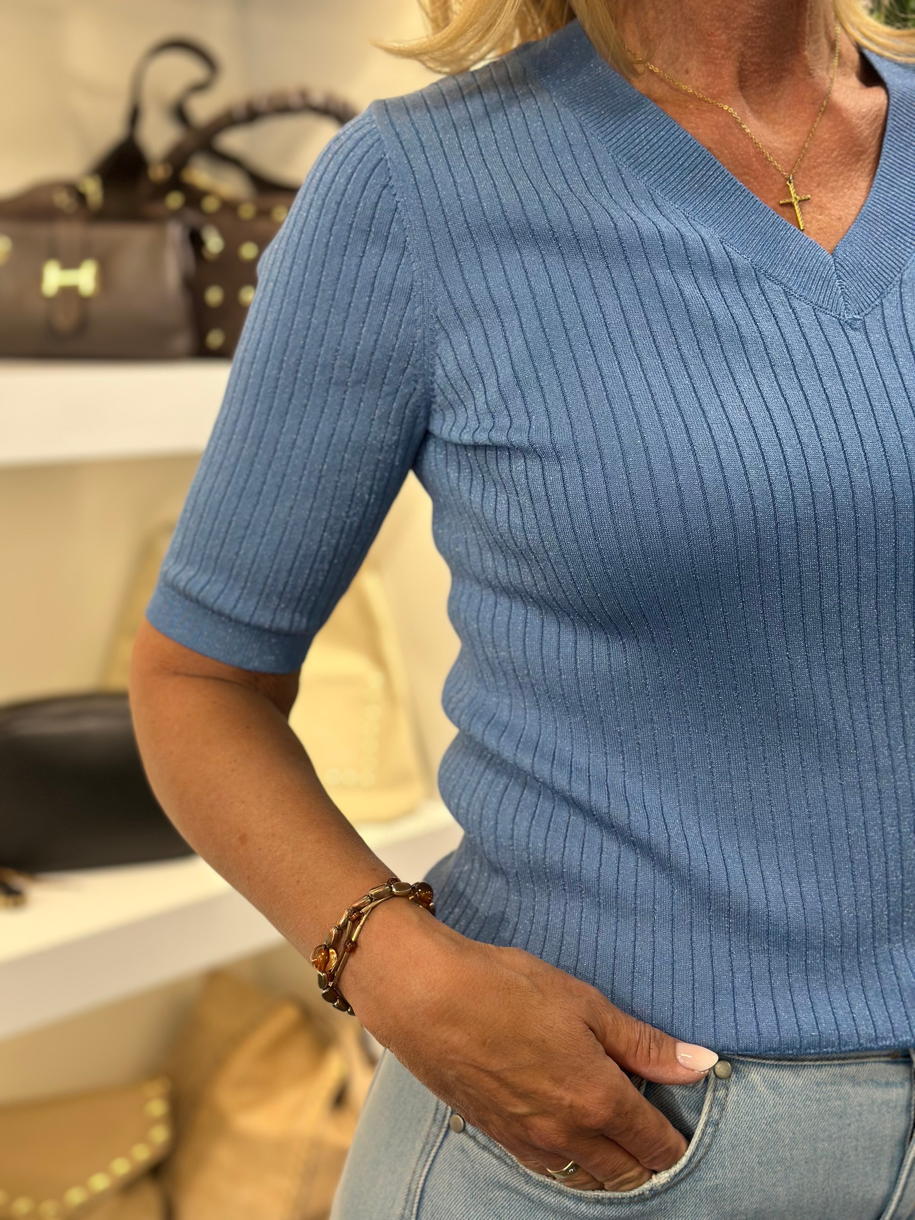 C&S Adine Knit Pullover dusty blue