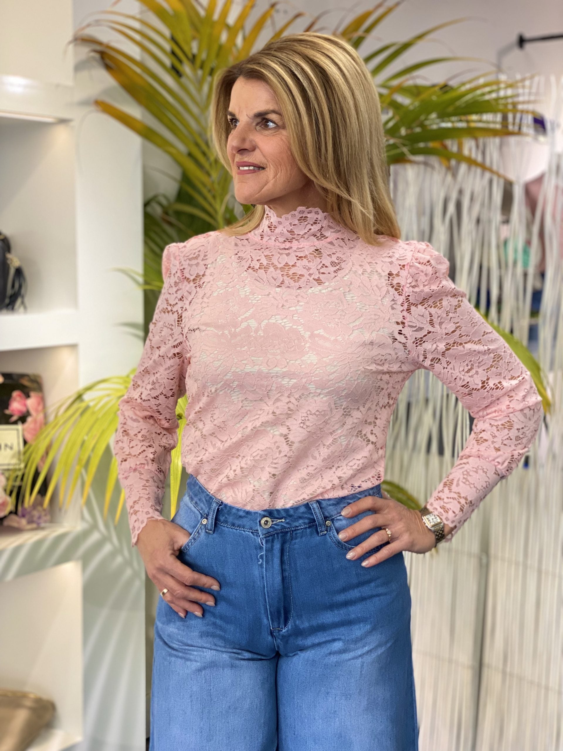 Azzurro Kanten Top 6629 lichtroze