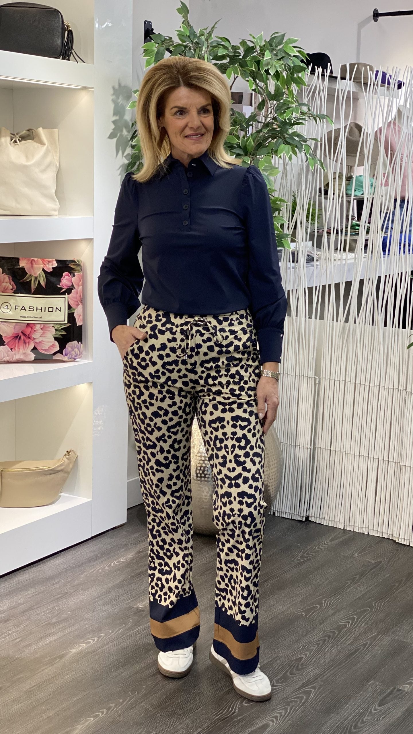 Mi Piace Travelstof Polo Top met Lichte Pofmouw 202530 donkerblauw