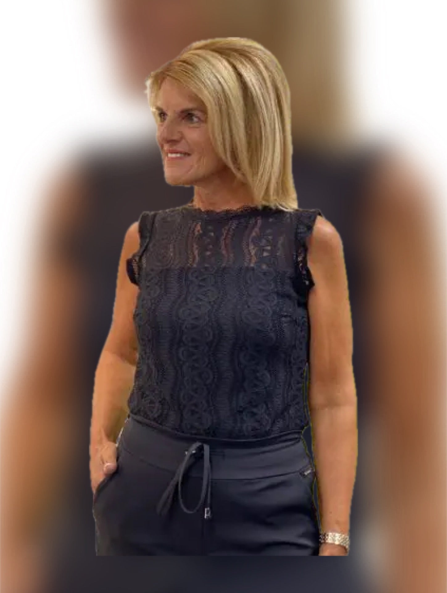 Mi Piace Travelstof Top Kant zwart 202486