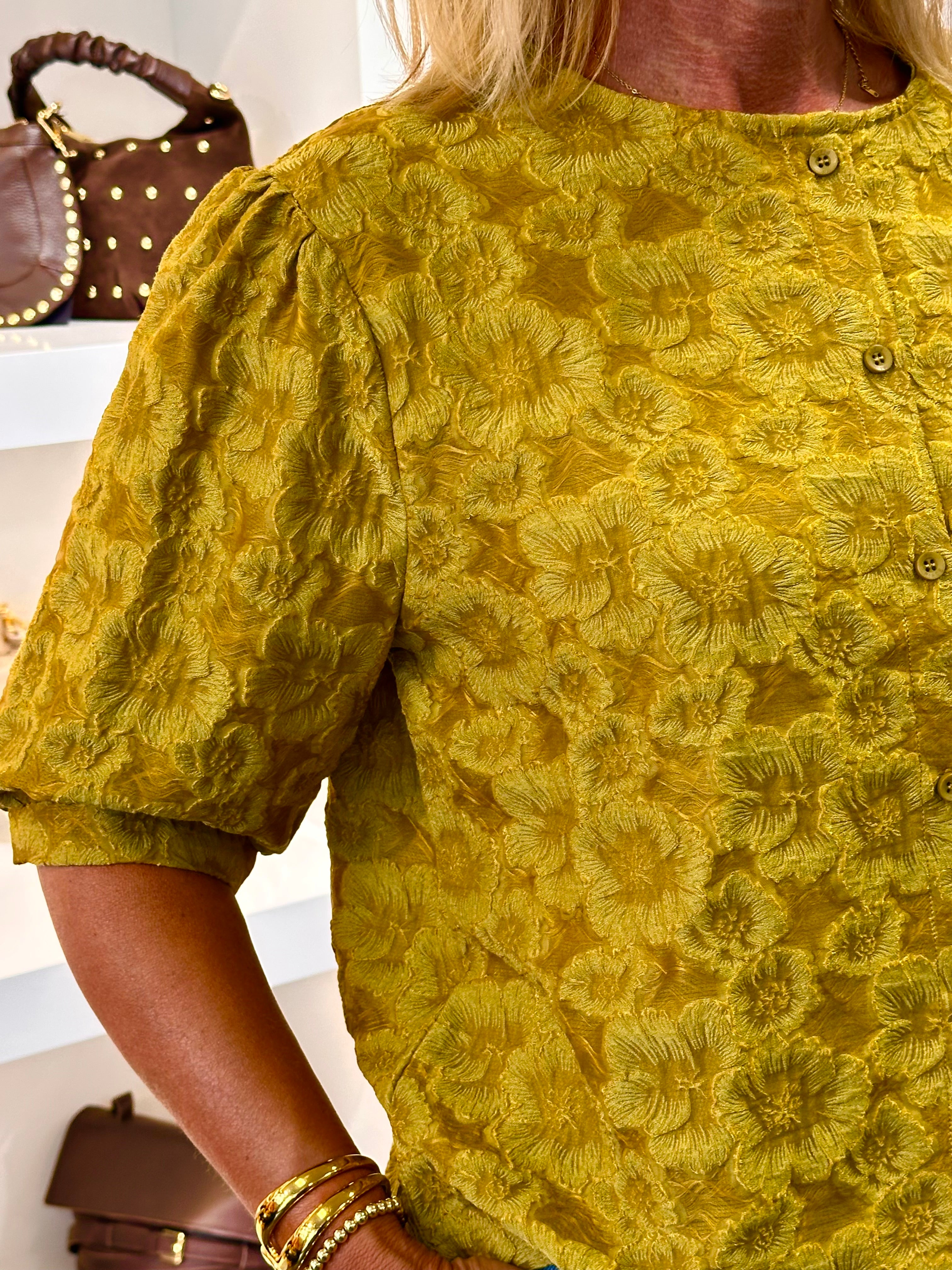 Mi Piace Blouse Woven Jacquard 202905 olive oil