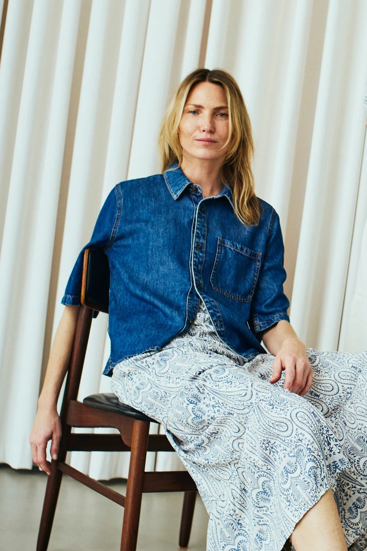 Freequent Milo Shirt medium blue denim