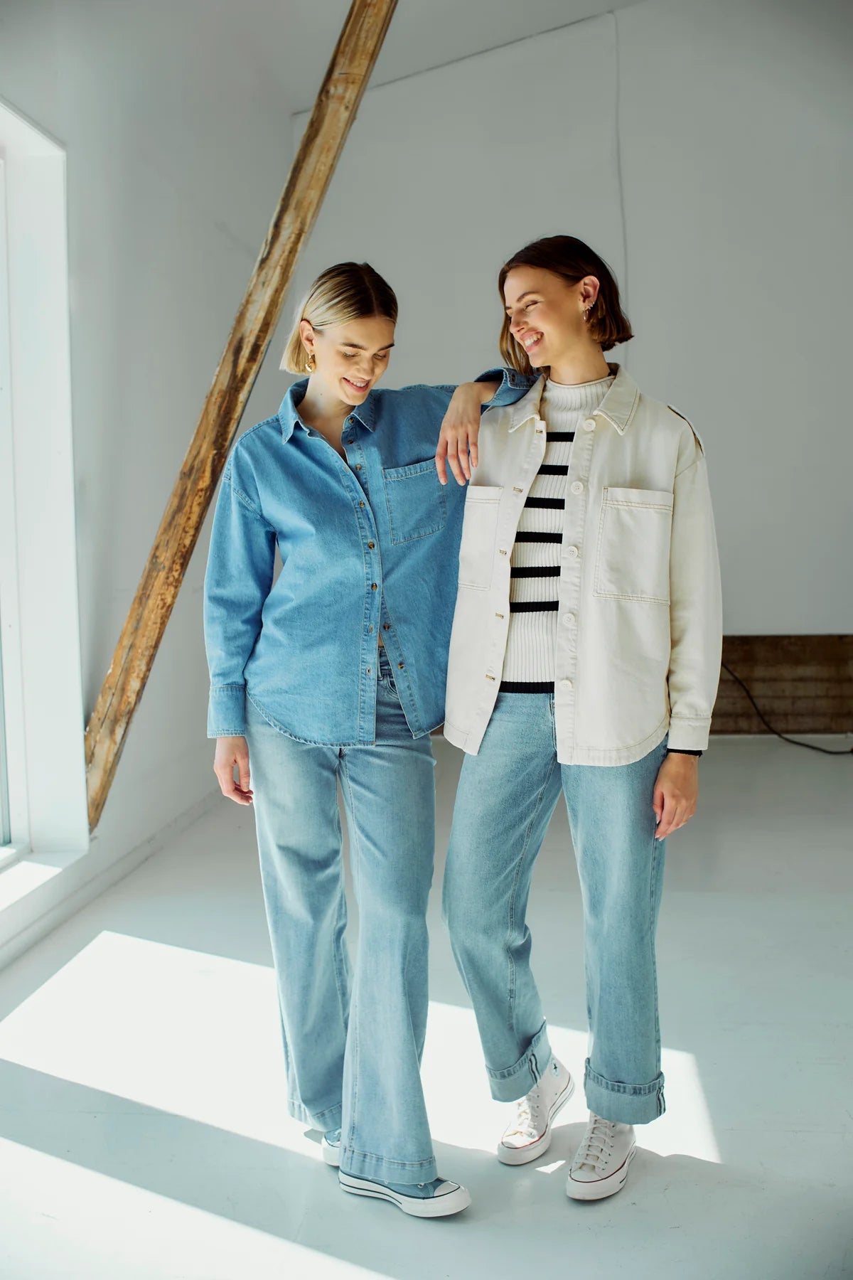 Freequent Midde Turn Up Jeans L32 light blue denim