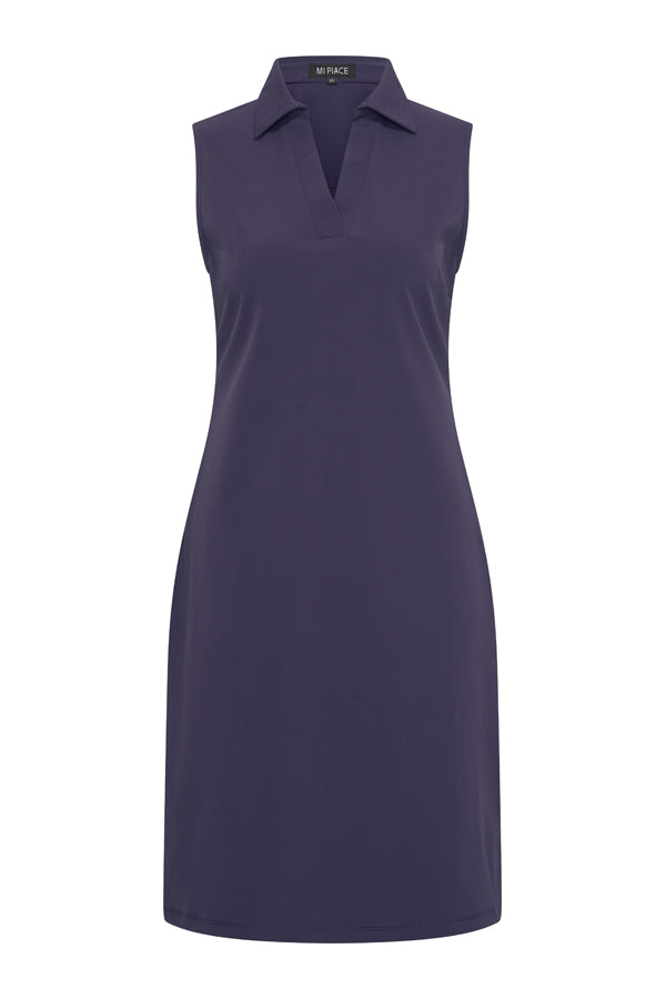 Mi Piace Travelstof Mouwloze Jurk Tuniek Recht Model 202443 donkerblauw