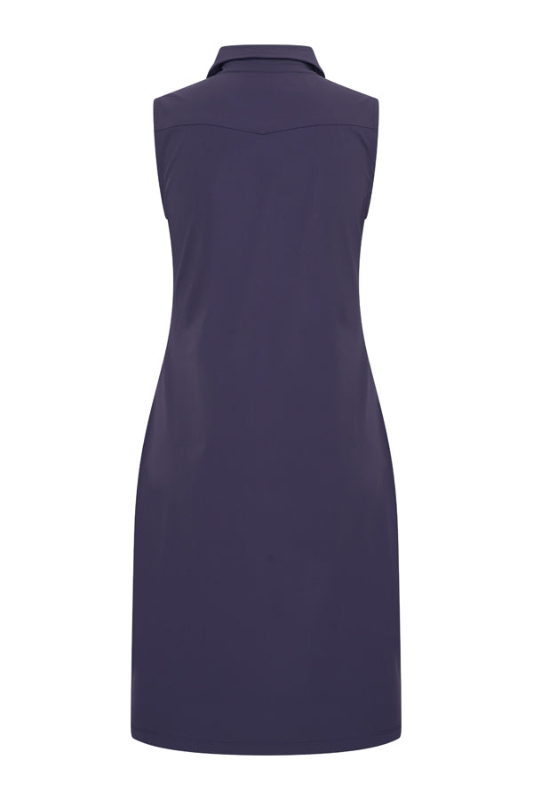 Mi Piace Travelstof Mouwloze Jurk Tuniek Recht Model 202443 donkerblauw