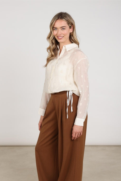 Nukus Ally Blouse Square Embroidery Off White