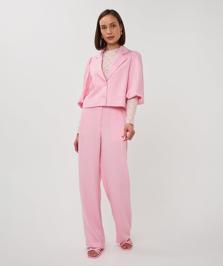 Esqualo Blazer Twill Cropped Puff Sleeve SP26.10047 romance rose