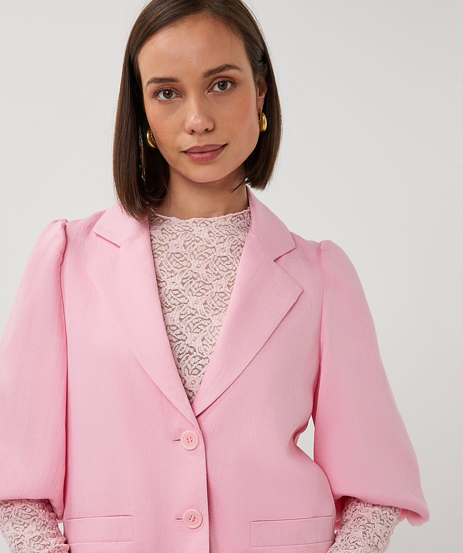 Esqualo Blazer Twill Cropped Puff Sleeve SP26.10047 romance rose