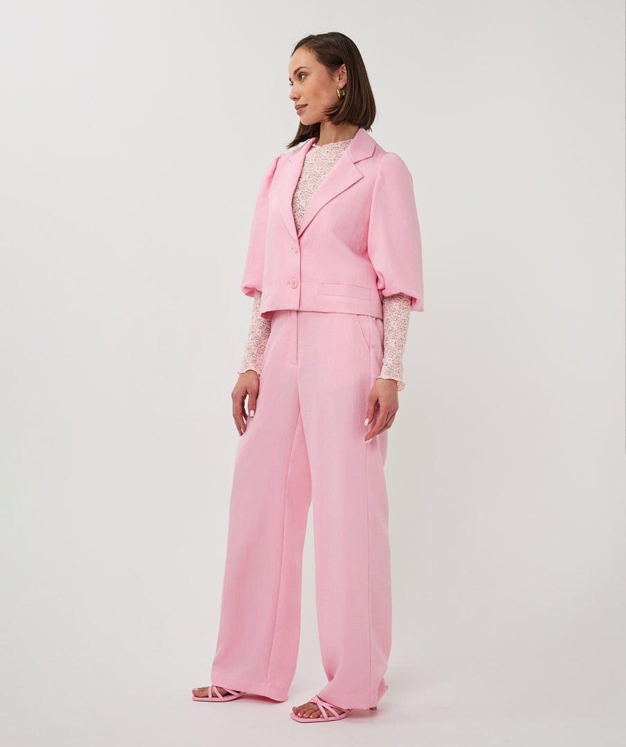 Esqualo Blazer Twill Cropped Puff Sleeve SP26.10047 romance rose