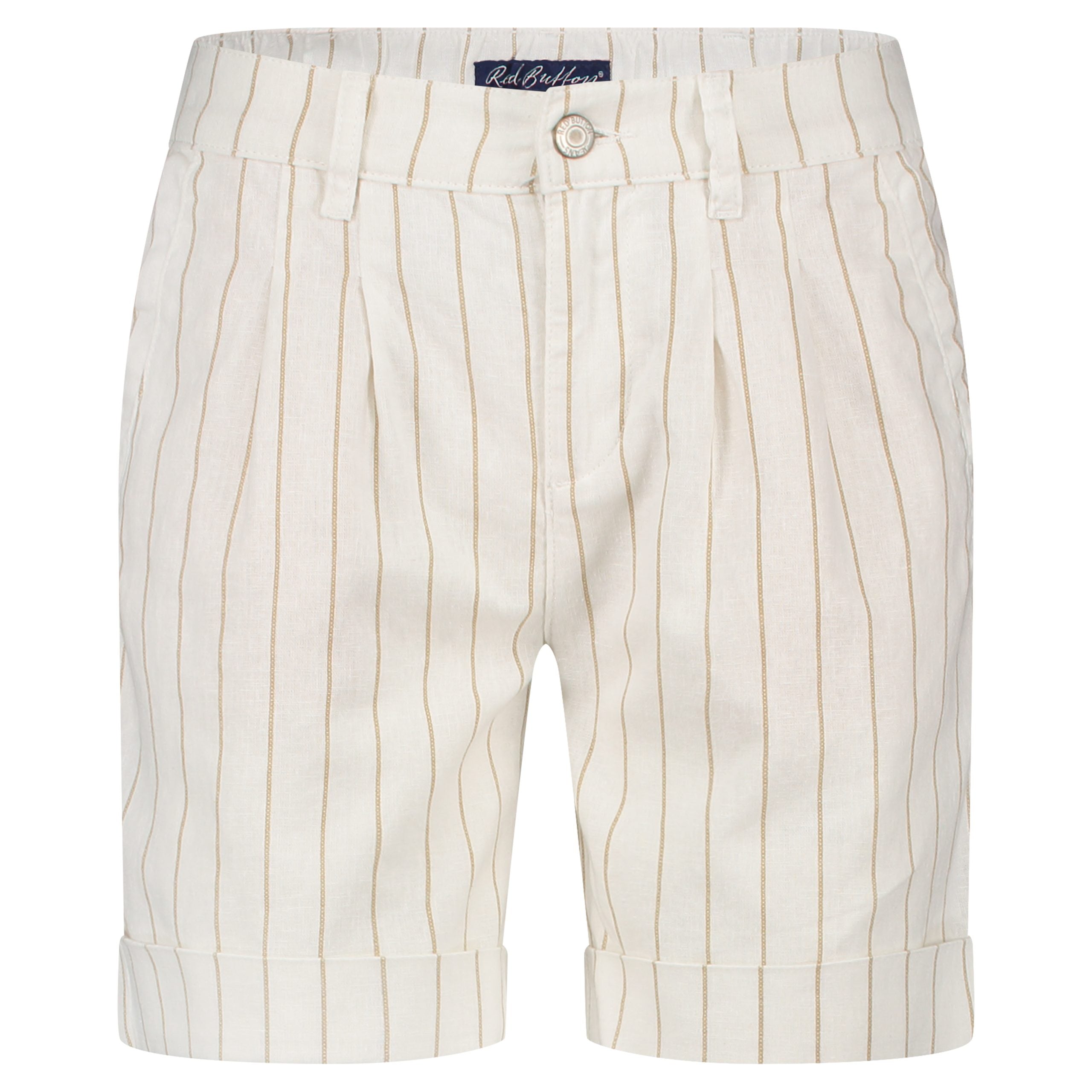 Red Button Cleo Short Cotton Linen Stripe dark sand