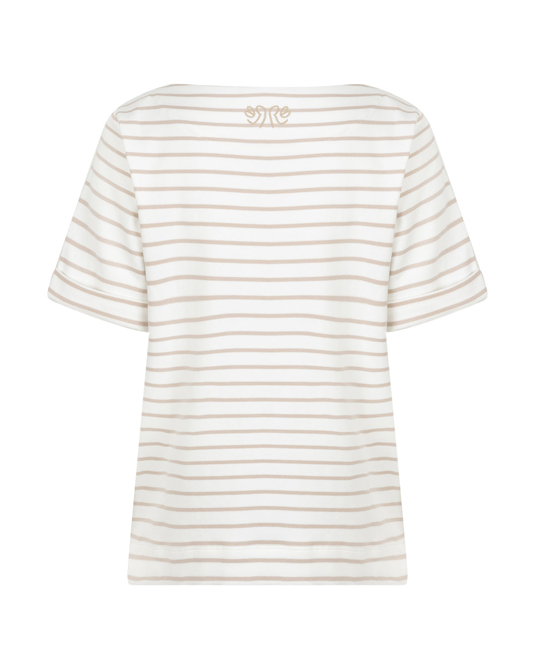 Red Button Terry Stripe Short Sleeves Top pebble