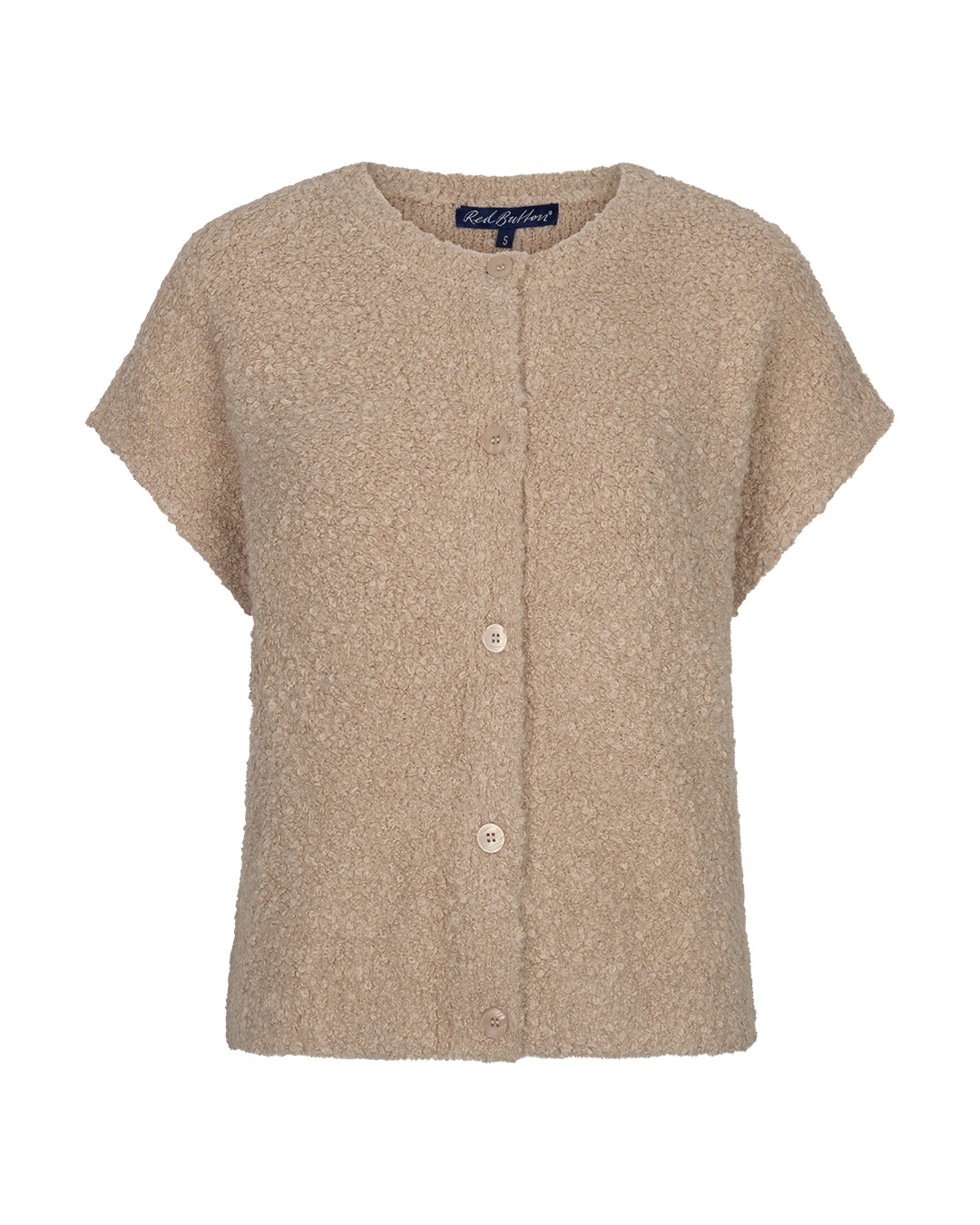 Red Button Sleeveless knit boucle - Latte