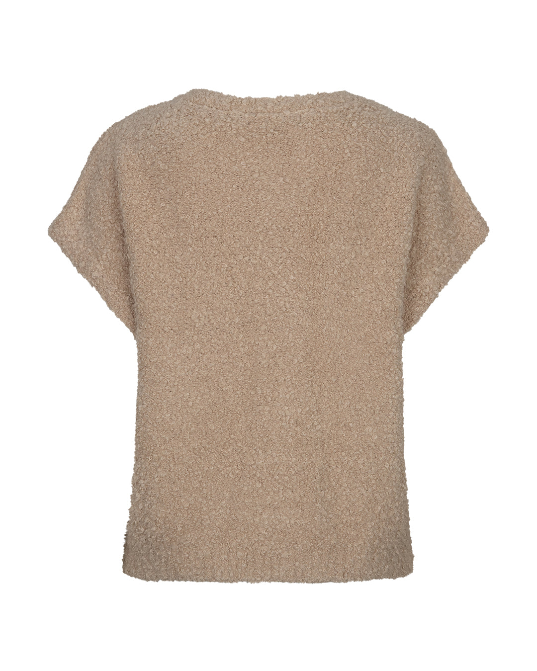Red Button Sleeveless knit boucle - Latte