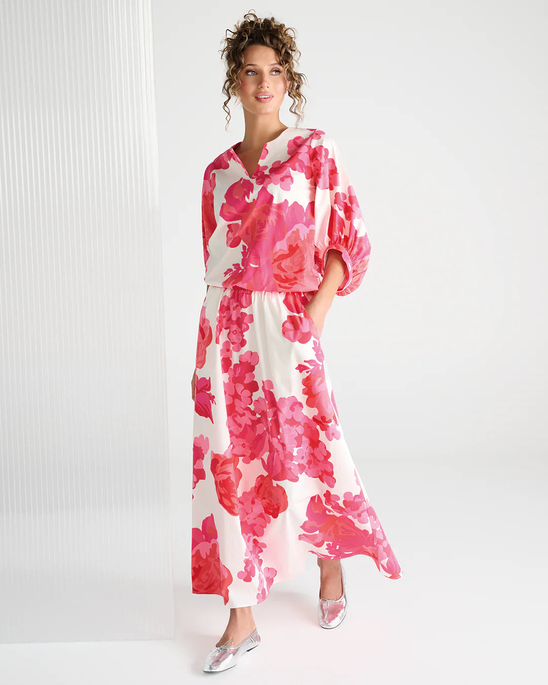 K-Design Top met Design C713L P065 rood offwhite