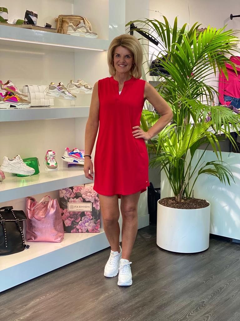 Angelle Milan Travelstof Tuniek Mouwloos rood 1622