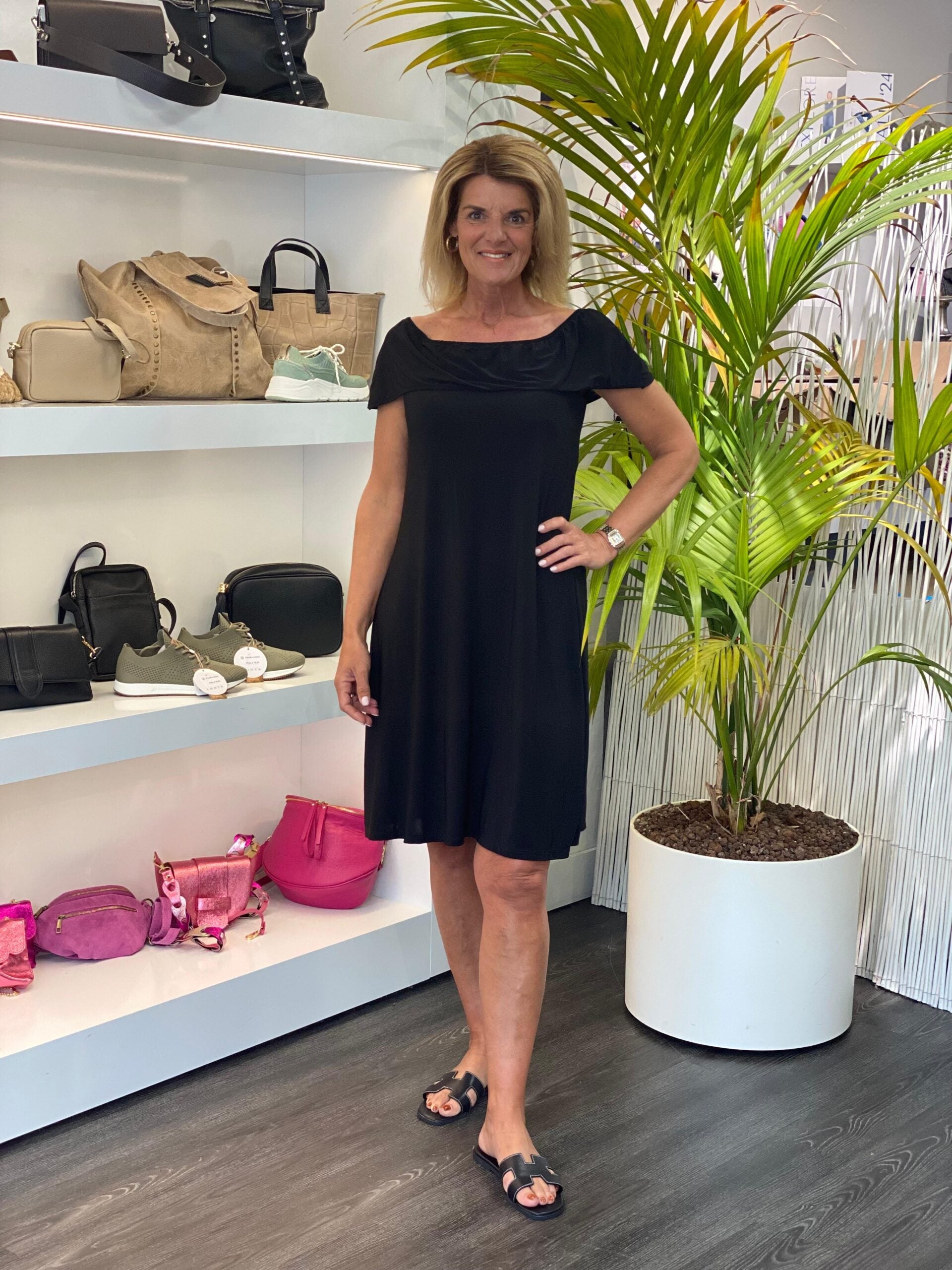 Jurk florijn zwart off shoulder