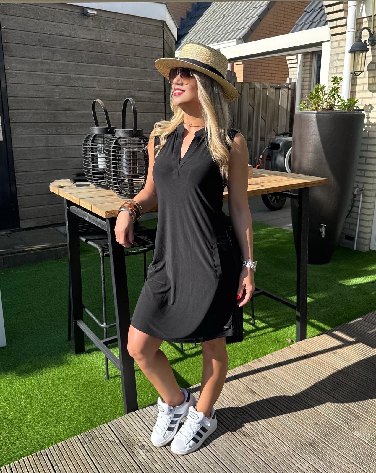 Angelle Milan Travelstof Tuniek Mouwloos zwart 1622