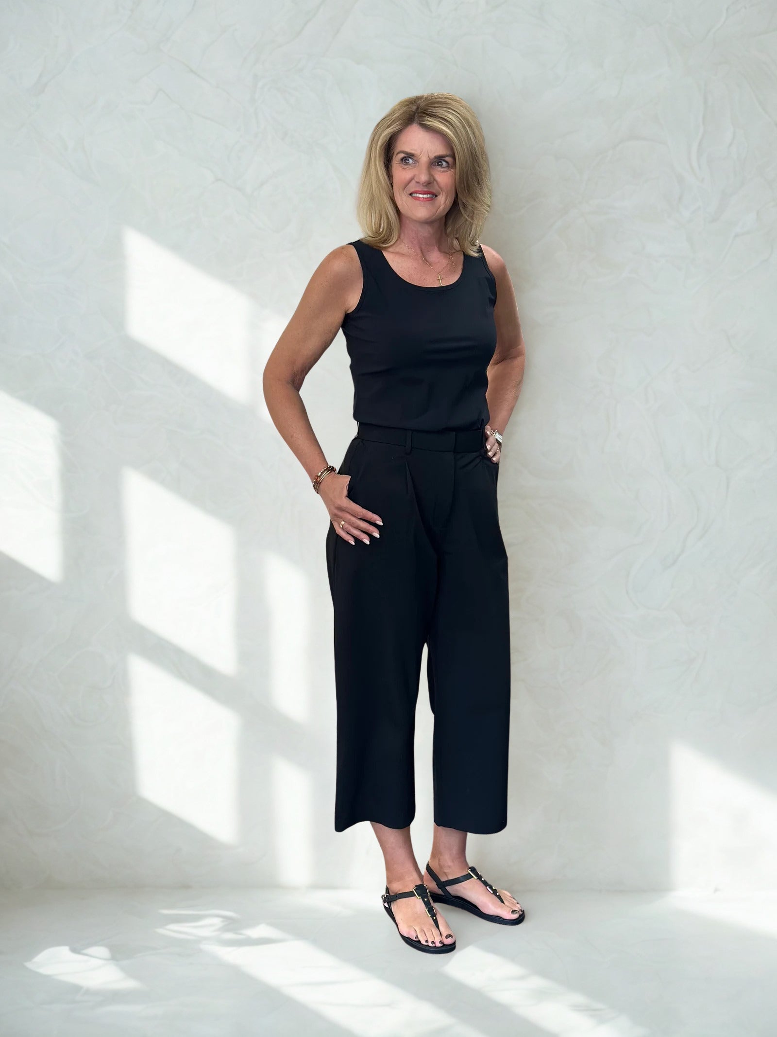 Mi Piace Travel Culotte Broek Pleated Waistband 202818 zwart
