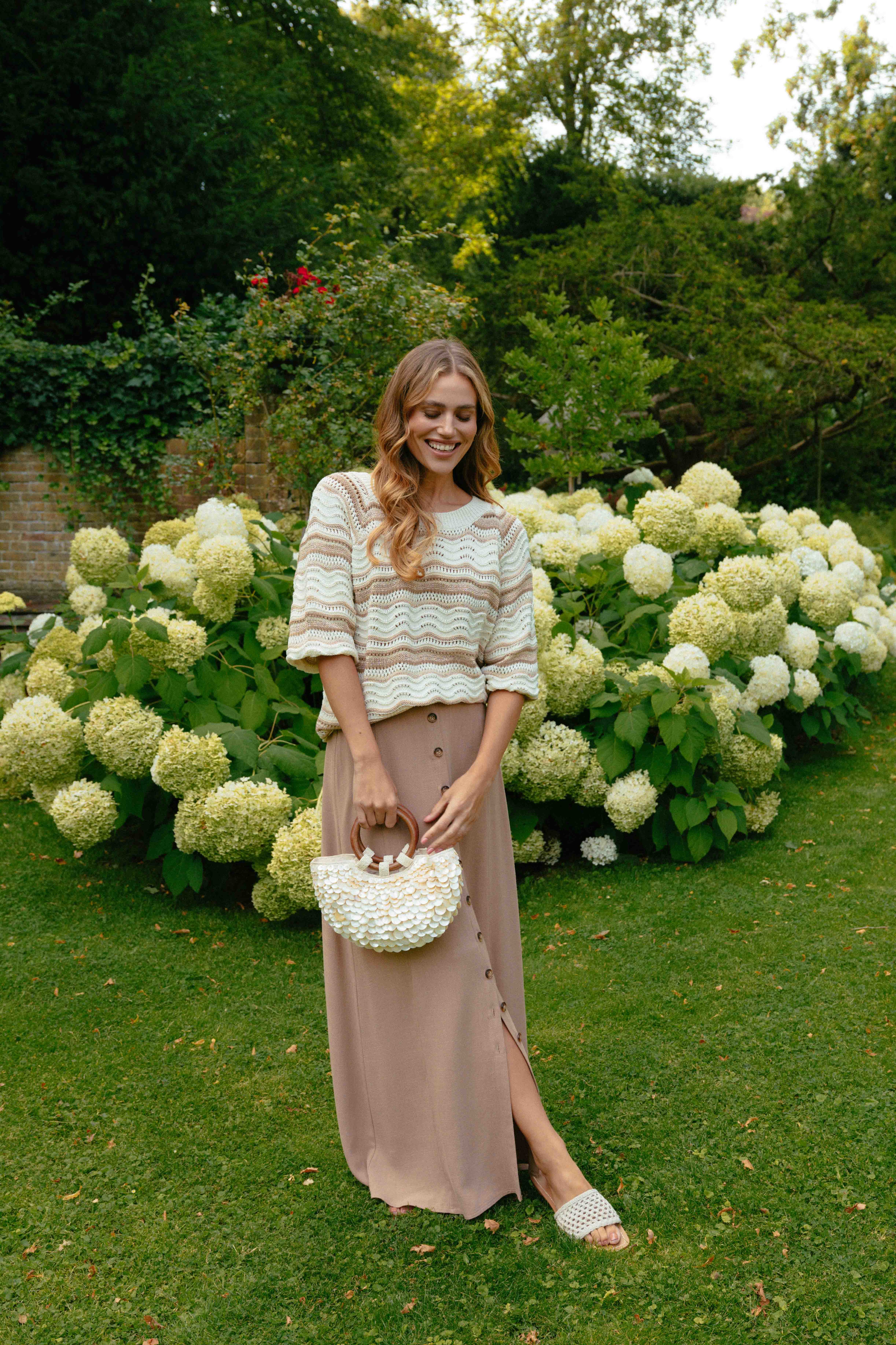 C&S Alida Knit Pullover offwhite / sand