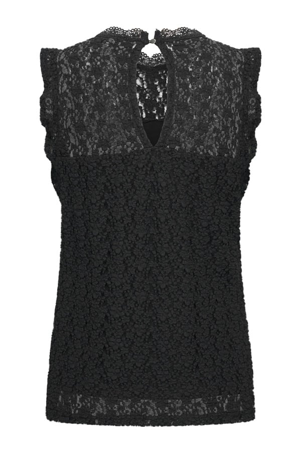 Mi Piace Mouwloze Kanten Top 202693 zwart