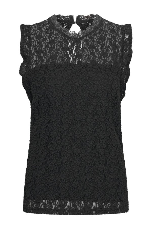 Mi Piace Mouwloze Kanten Top 202693 zwart