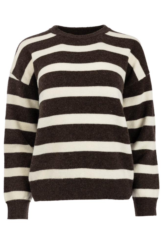 NED Trui Fine Knit Melange Ganache Brown/Ecru