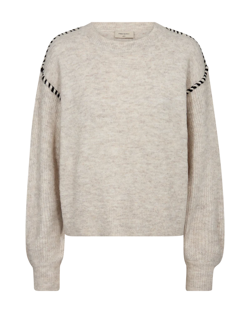 Freequent Kinlock Pullover trui moonbeam melange w. black