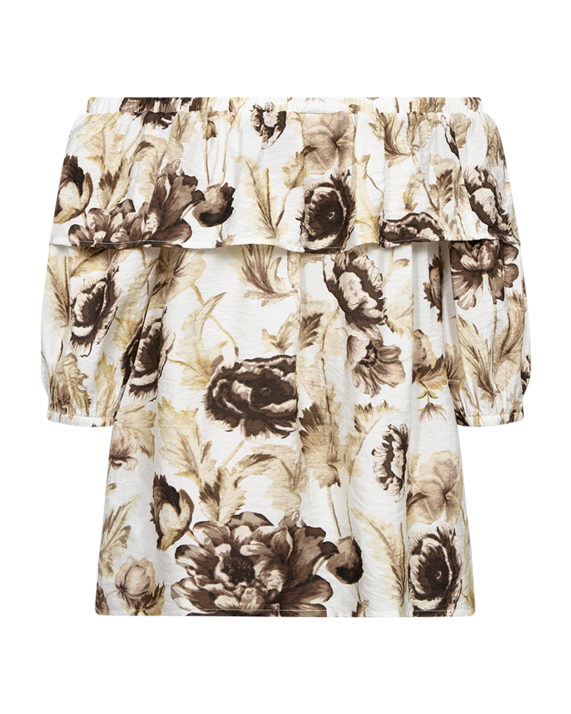 Freequent Maise Blouse brilliant white w. coffee bean