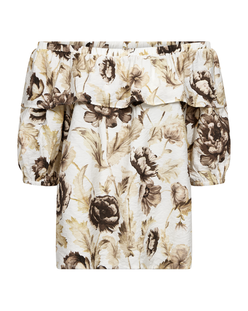 Freequent Maise Blouse brilliant white w. coffee bean