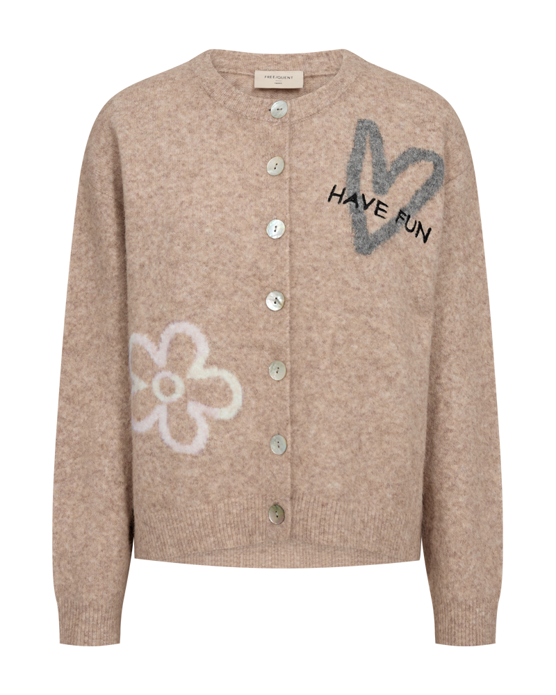 Freequent Nomas Cardigan Silver Mink Mel w Moonbeam