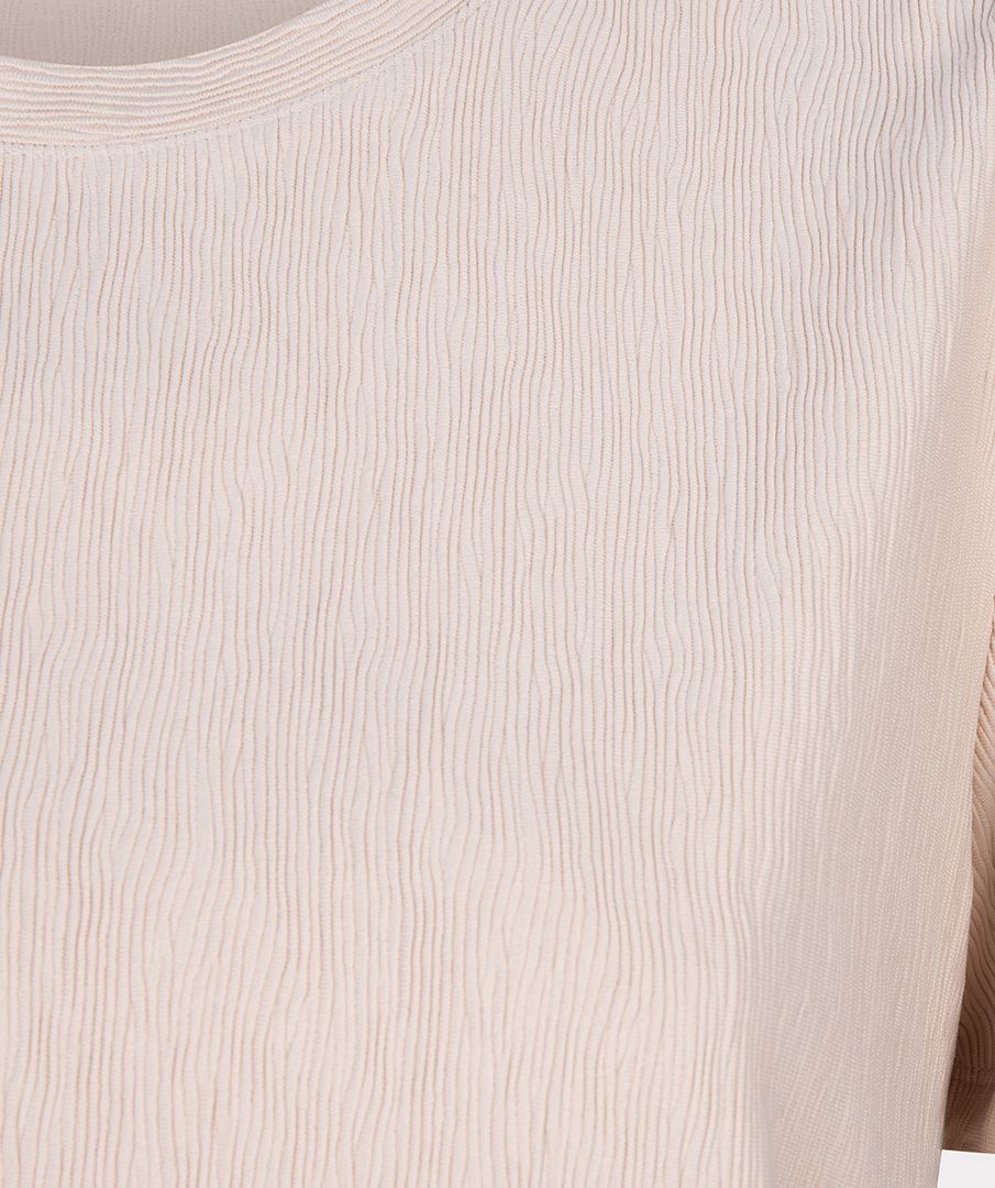 Esqualo Top R-neck Fancy Crinkle light sand SP24.30016