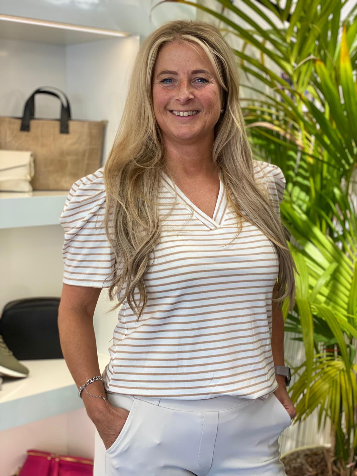 chastar zand streep stripe top