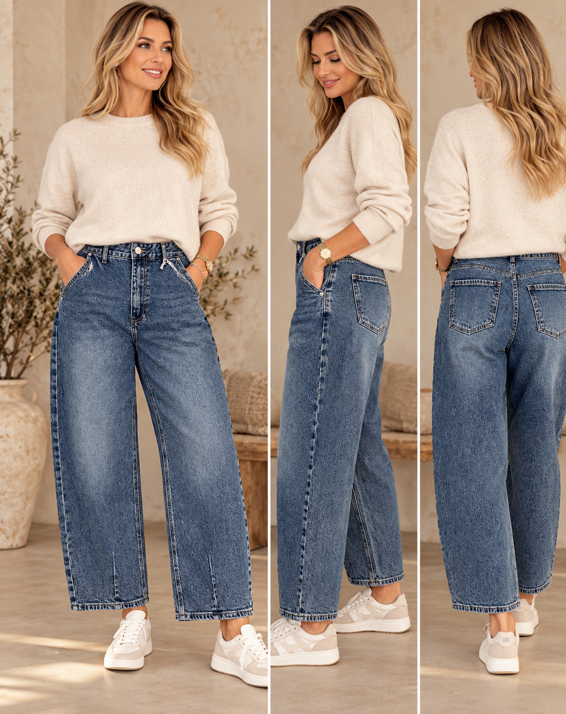 Queen Hearts ballon fit cropped Jeans Broek  bleu 3969