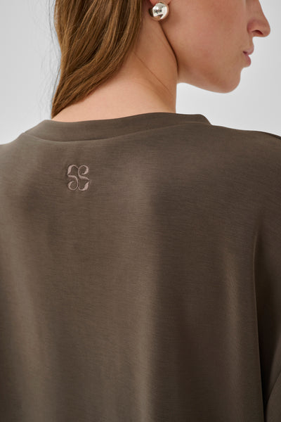 My Essential Wardrobe HelleMW EMB Boxy Tee major brown