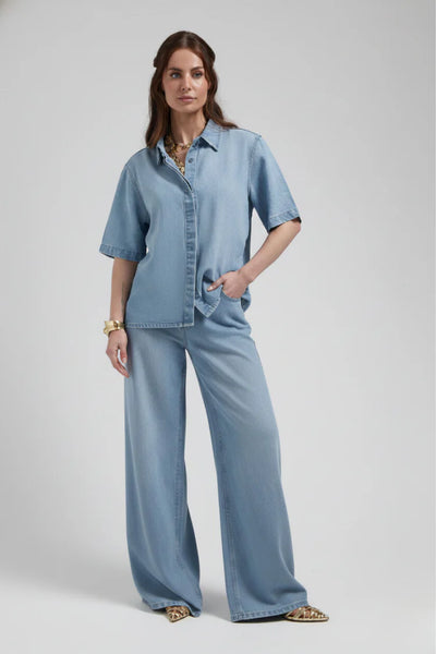 Florèz Liv Wide Leg Jeans Broek L33 mid blue